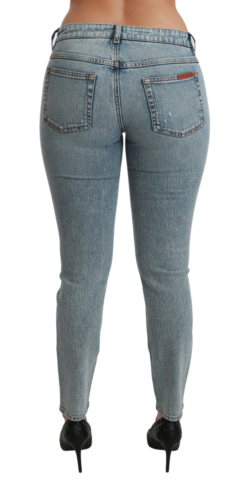 Blue Stretch Skinny Low Waist Denim Cotton Jeans