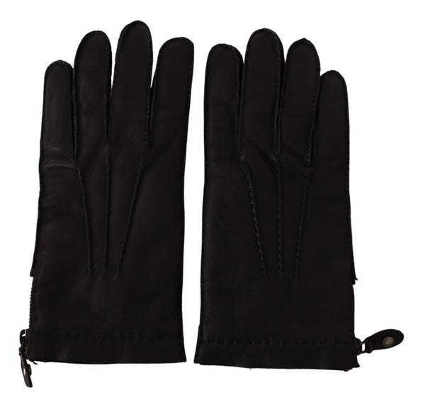 Black Leather Lamb Skin Biker Gloves