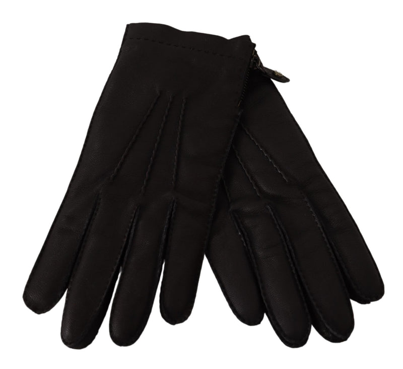 Black Leather Lamb Skin Biker Gloves