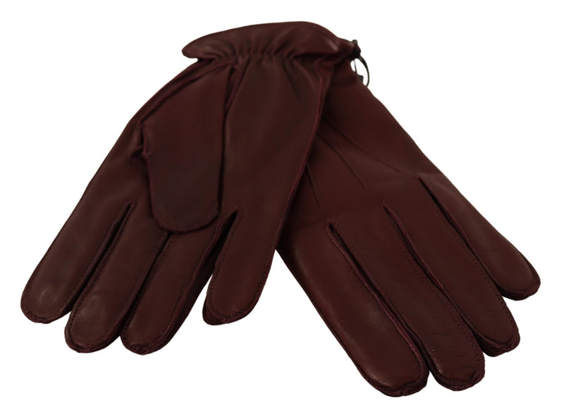 Burgundy Leather Lamb Skin Biker Gloves