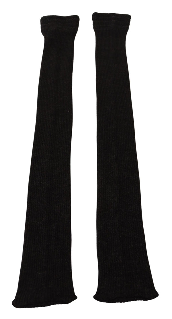 Black Wool Knit Knee High Women Socks