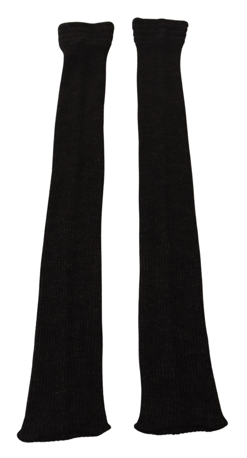 Black Wool Knit Knee High Women Socks