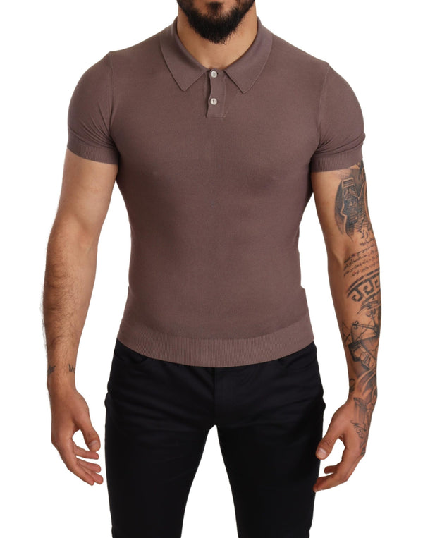 Purple Silk Collared Polo Mens  T-shirt
