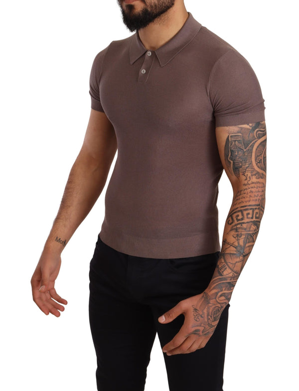 Purple Silk Collared Polo Mens  T-shirt