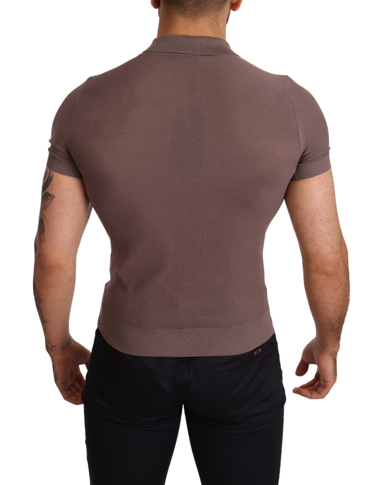 Purple Silk Collared Polo Mens  T-shirt