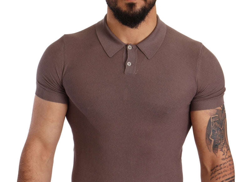 Purple Silk Collared Polo Mens  T-shirt