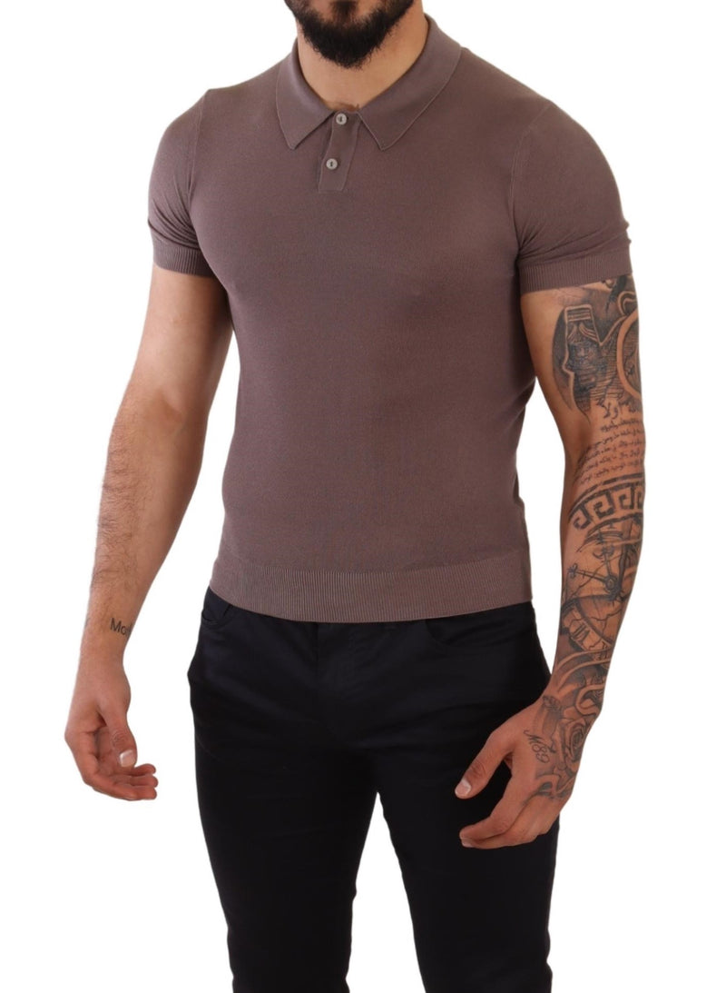 Purple Silk Collared Polo Mens  T-shirt