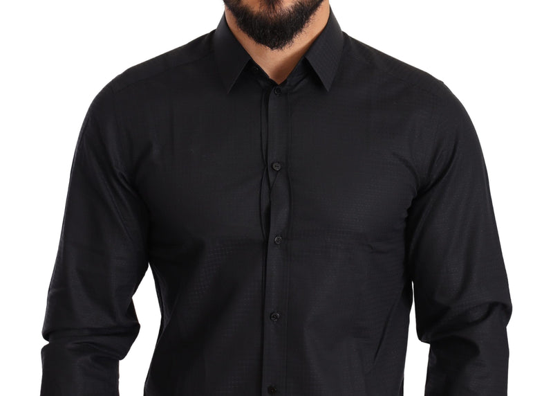 Black Plain Cotton Men Formal Shirt