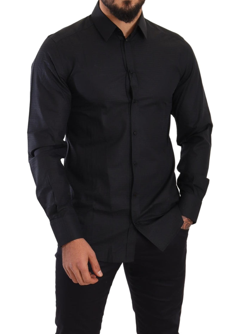 Black Plain Cotton Men Formal Shirt