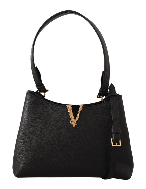 Black Calf Leather Small Hobo Shoulder & Handbag