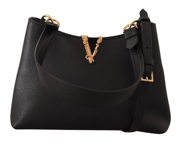 Black Calf Leather Small Hobo Shoulder & Handbag