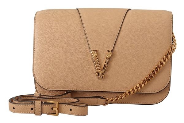 Nude Calf Leather Crossbody Bag