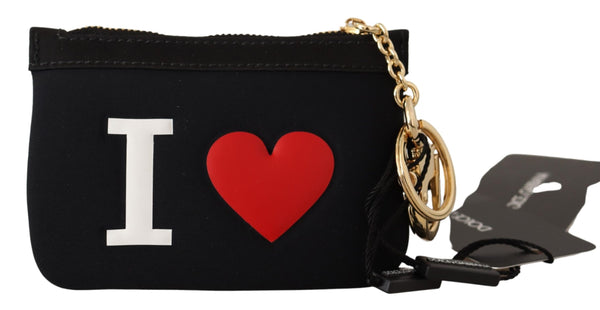 Black White D&G Heart Purse Gold Tone Keychain
