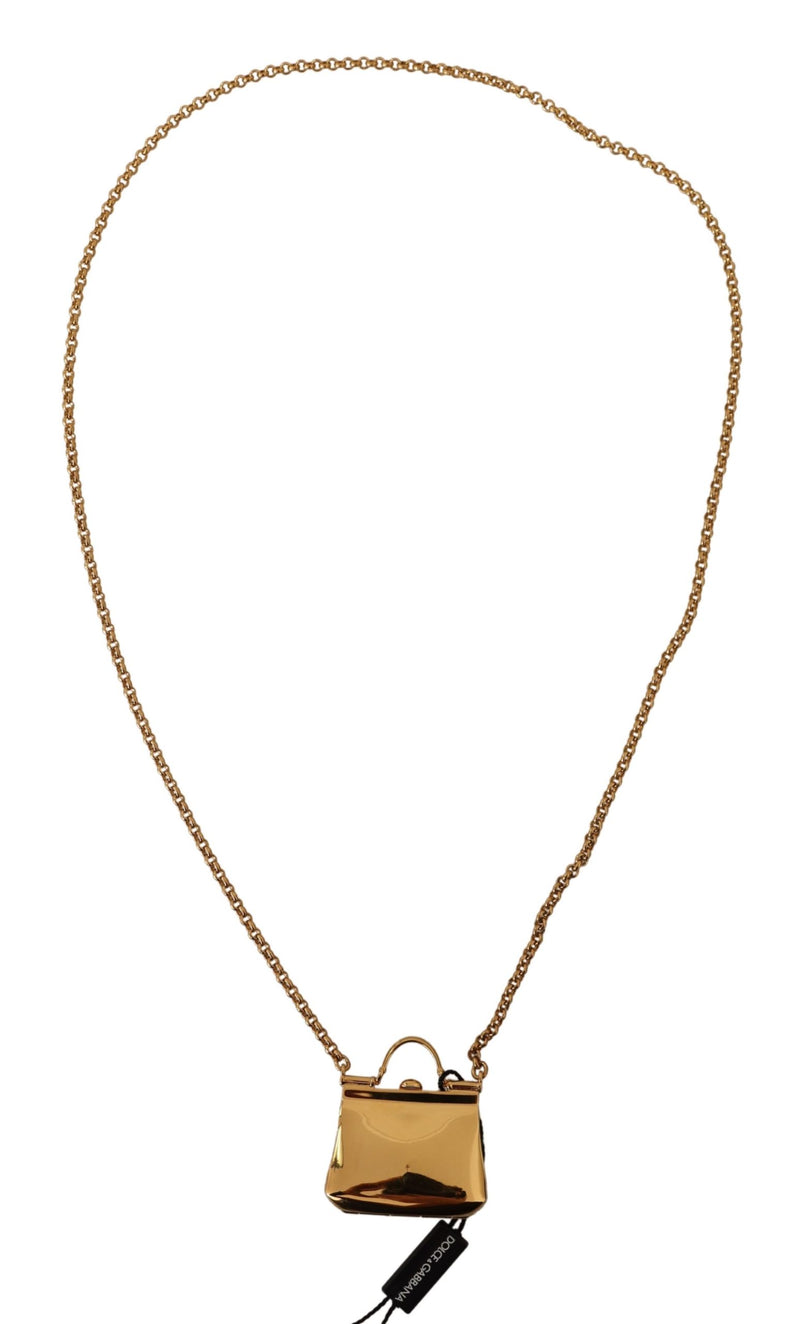 Gold Brass Chain Micro Bag Pendant Bag Sicily Necklace