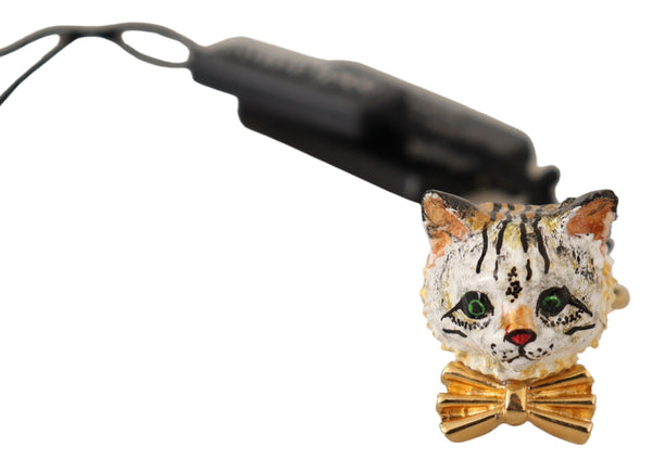Gold Brass Resin Beige Bengal Cat Pet Branded Ring