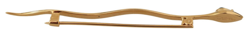 Gold Brass Snake Green Crystal Lapel Pin Brooch