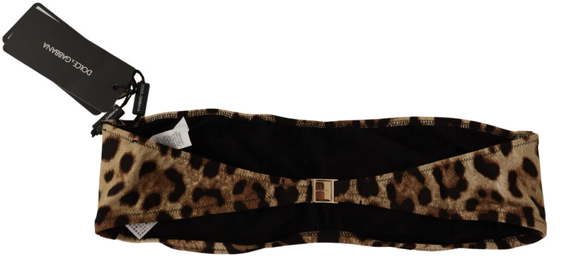 Brown Leopard Print Bandeau Swimwear Bikini Top