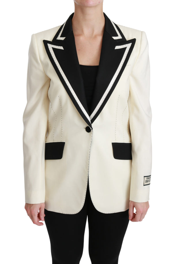 White Black Silk Slim Fit Blazer Jacket
