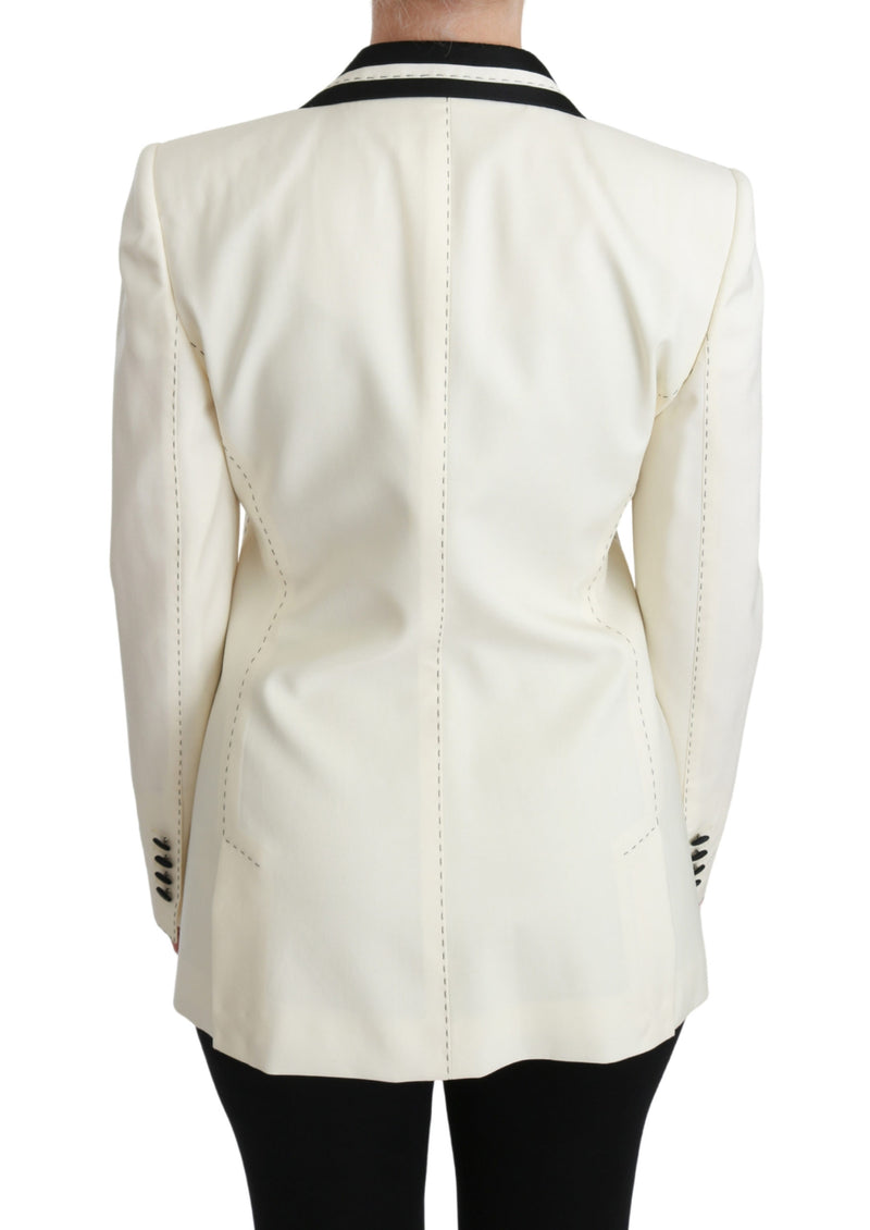 White Black Silk Slim Fit Blazer Jacket