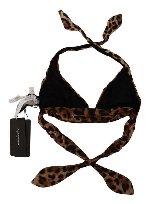Brown Leopard Print Swimwear Beachwear Bikini Top
