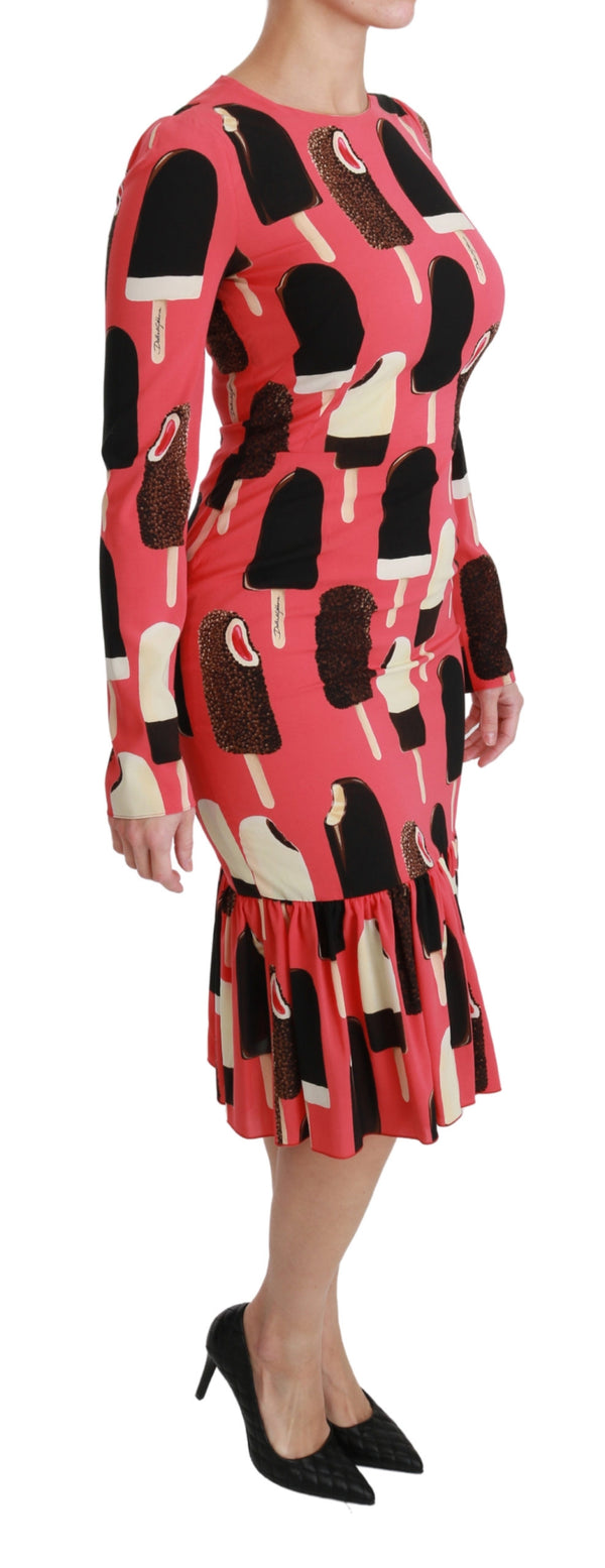 Pink Silk Stretch Ice Cream Sheath Dress