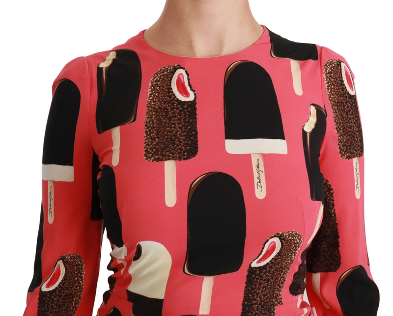 Pink Silk Stretch Ice Cream Sheath Dress