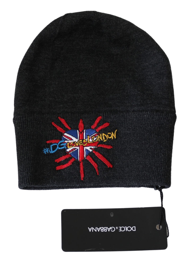 Black Wool #DGLovesLondon Beanie Hat