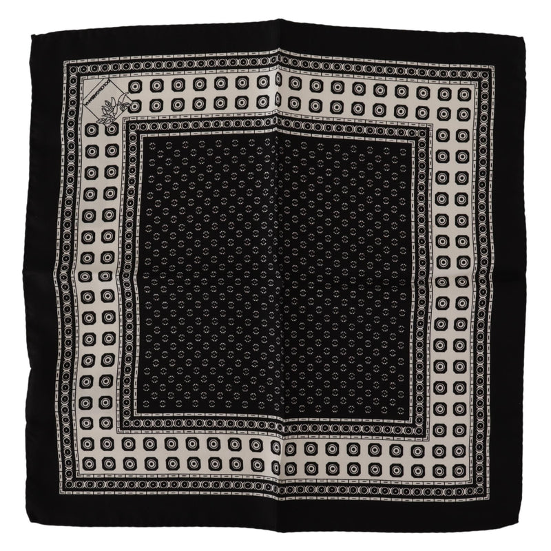 Black White Silk Square Handkerchief Scarf