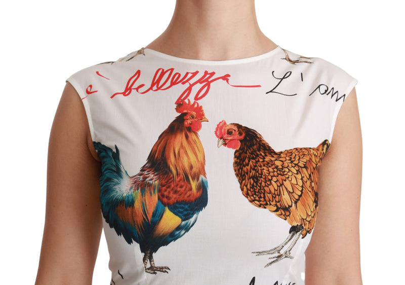 White Rooster A-Line Mini Cotton Dress