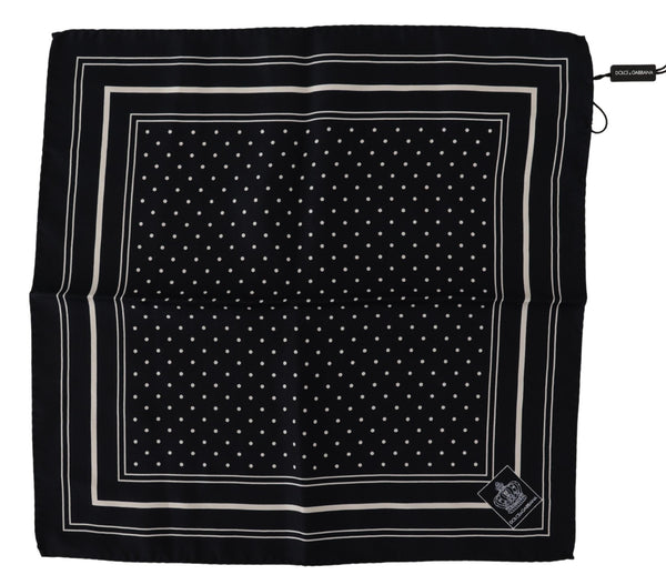 Black Dotted Silk Square Handkerchief
