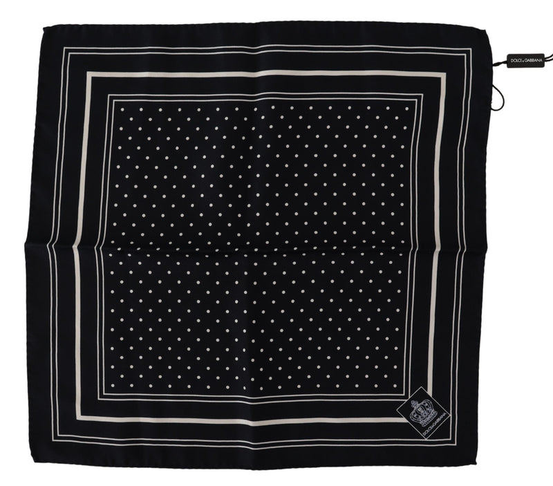 Black Dotted Silk Square Handkerchief