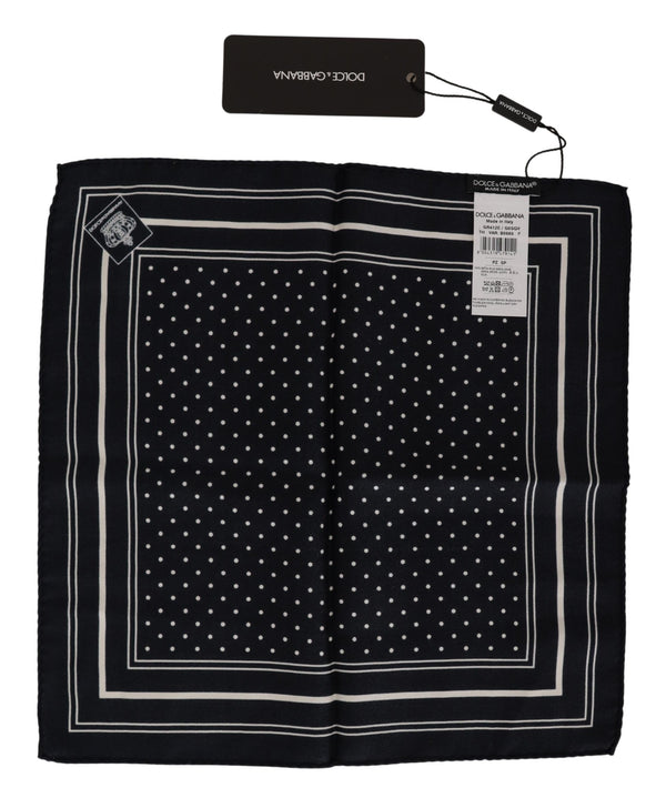 Black Dotted Silk Square Handkerchief