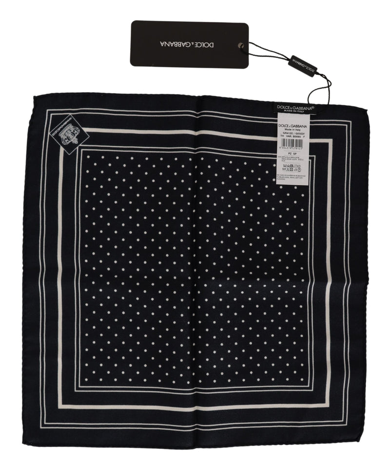 Black Dotted Silk Square Handkerchief