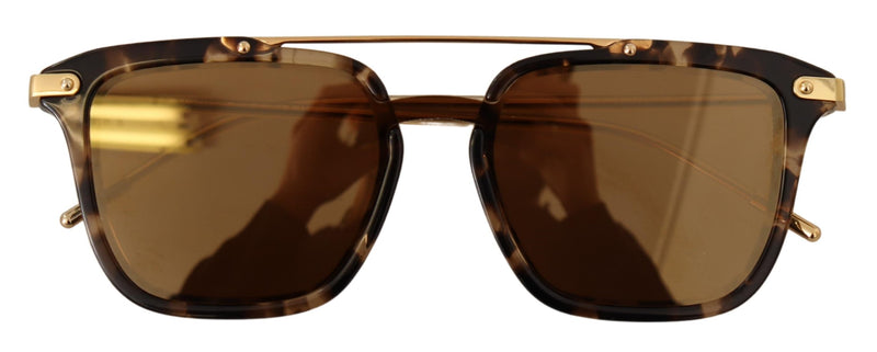 Brown Acetate Gold Metal DG4327F Mirror Lens Sunglasses