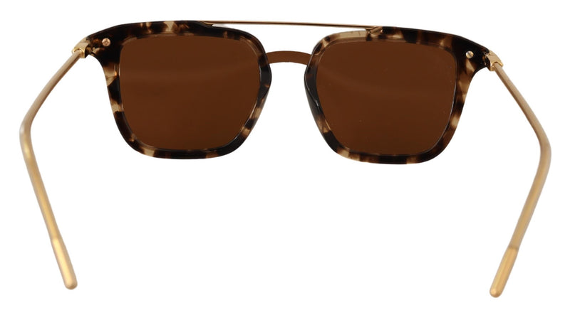Brown Acetate Gold Metal DG4327F Mirror Lens Sunglasses