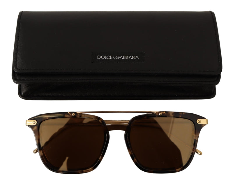 Brown Acetate Gold Metal DG4327F Mirror Lens Sunglasses