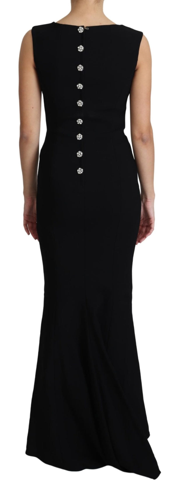 Black Plunging Crystal Mermaid Maxi Dress
