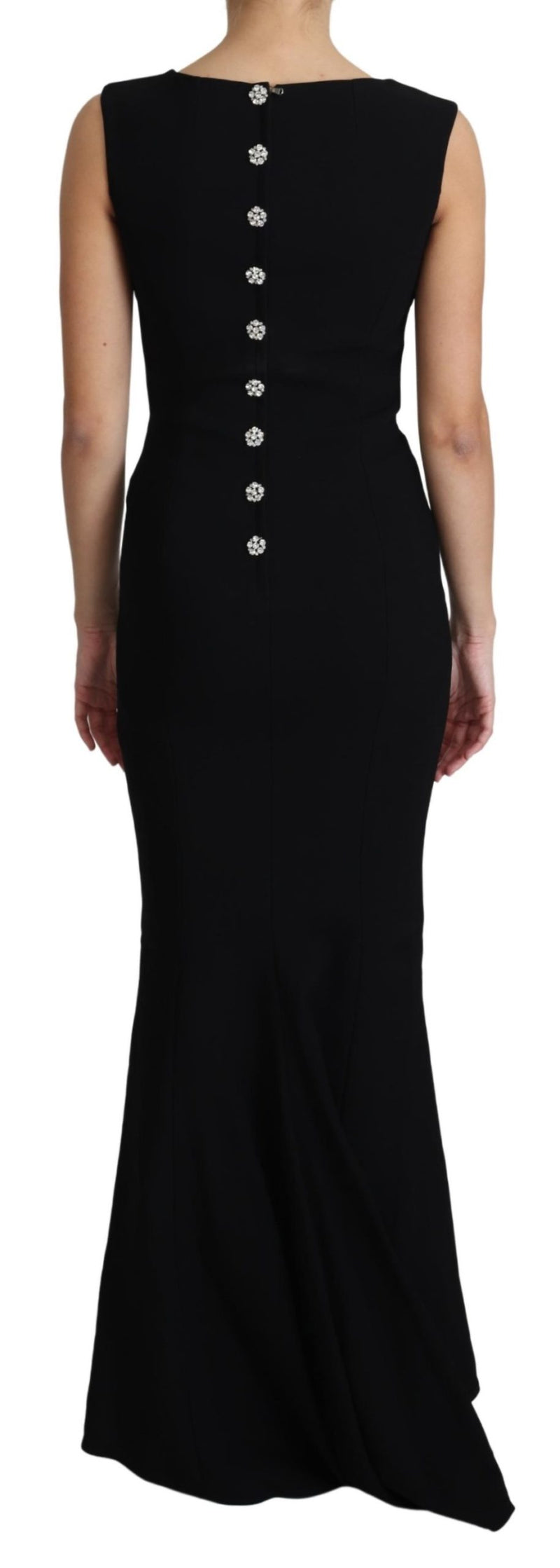 Black Plunging Crystal Mermaid Maxi Dress