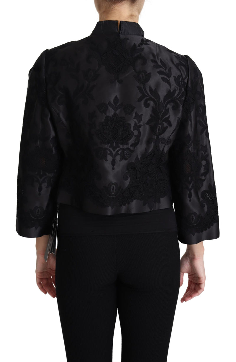 Black Lace Sheer Corset Organza Silk Jacket