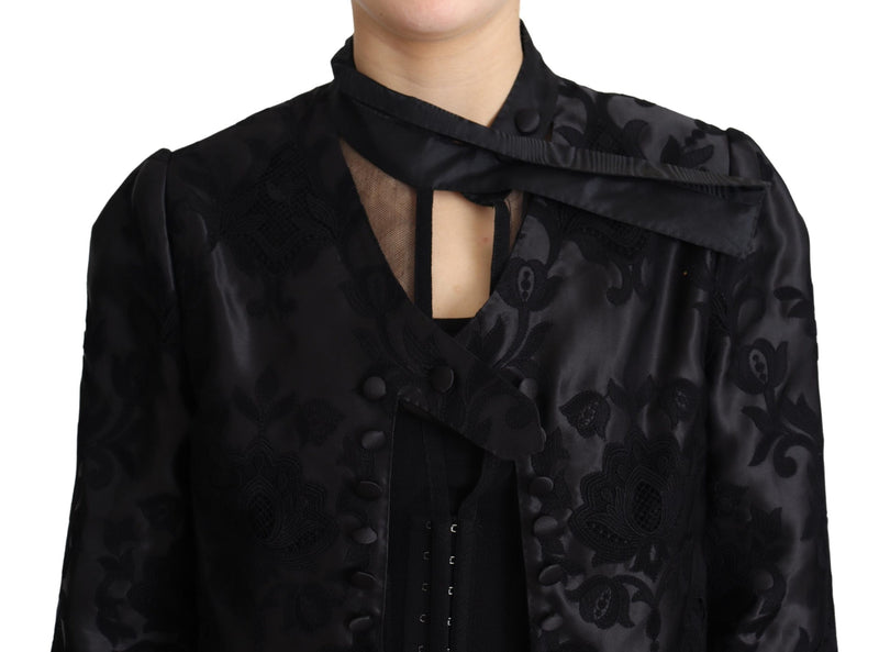 Black Lace Sheer Corset Organza Silk Jacket