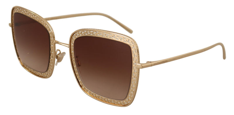 Gold Square Metal Lace Logo Eyewear DG2225 Sunglasses