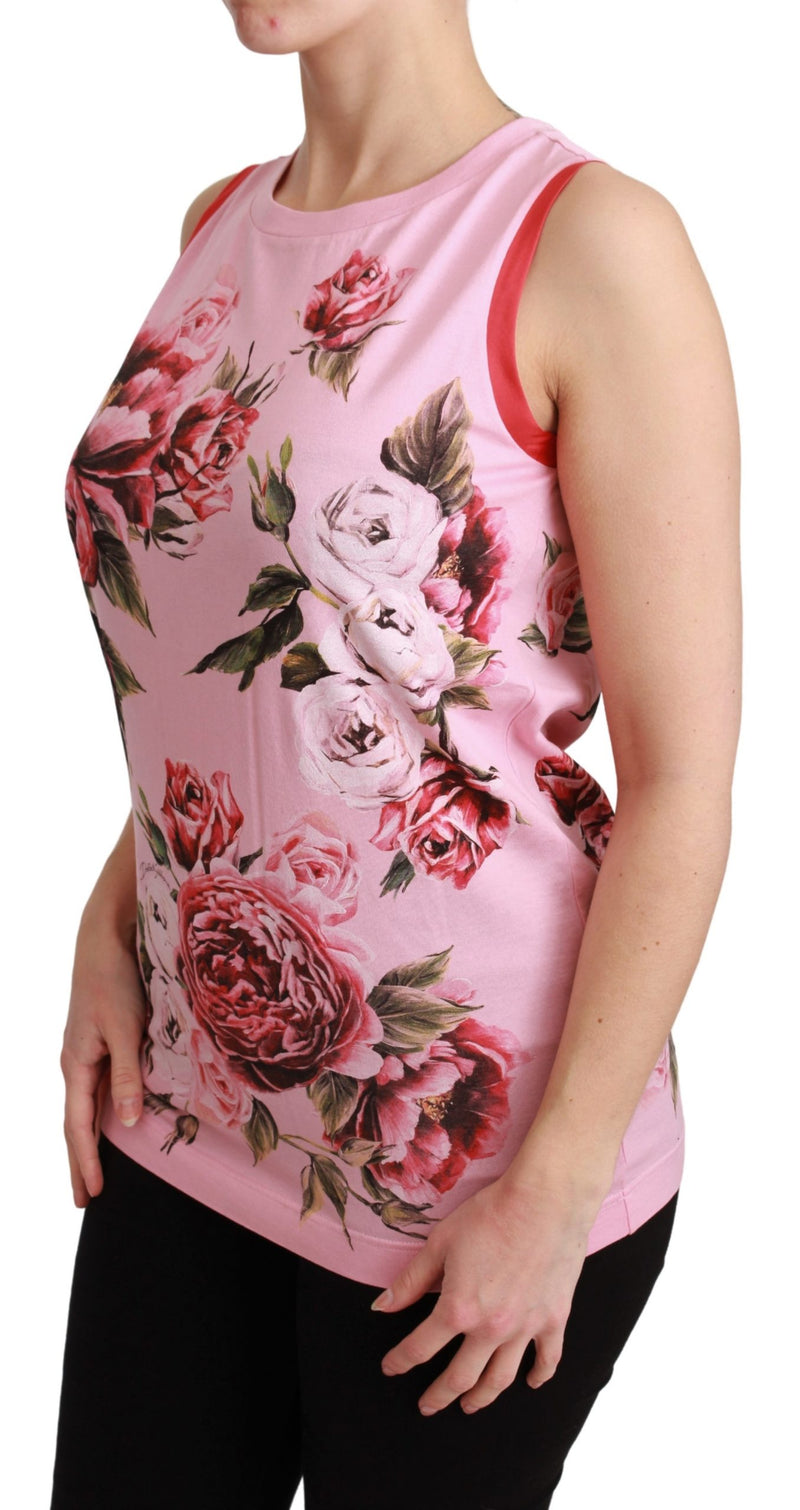 Pink Roses Tank Sleeveless Blouse