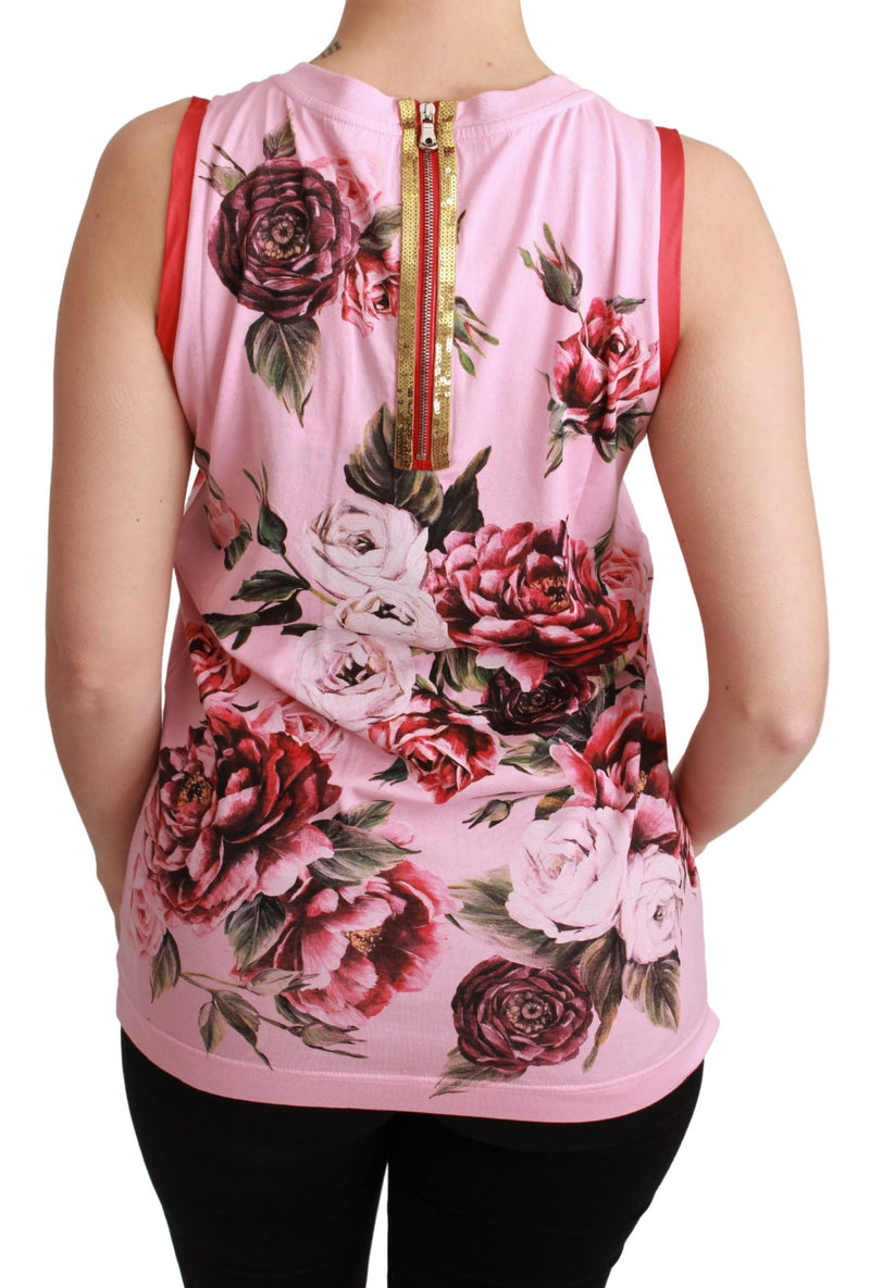 Pink Roses Tank Sleeveless Blouse