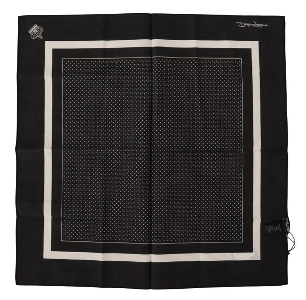 Black Dotted Cotton Square Handkerchief Scarf