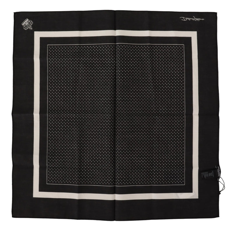 Black Dotted Cotton Square Handkerchief Scarf