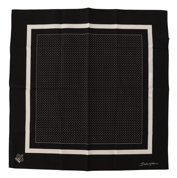 Black Dotted Cotton Square Handkerchief Scarf