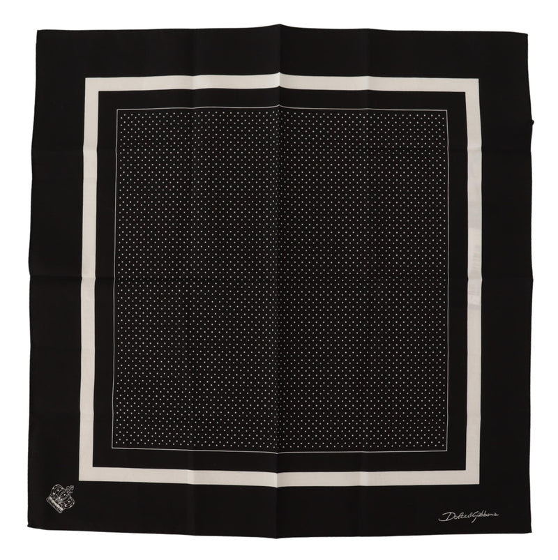 Black Dotted Cotton Square Handkerchief Scarf
