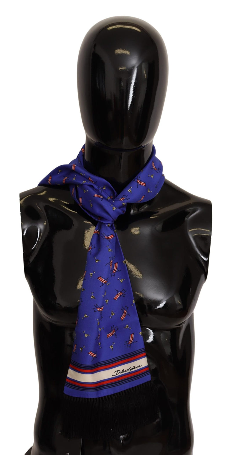 Violet Cocktail Chair Print Silk Shawl Scarf