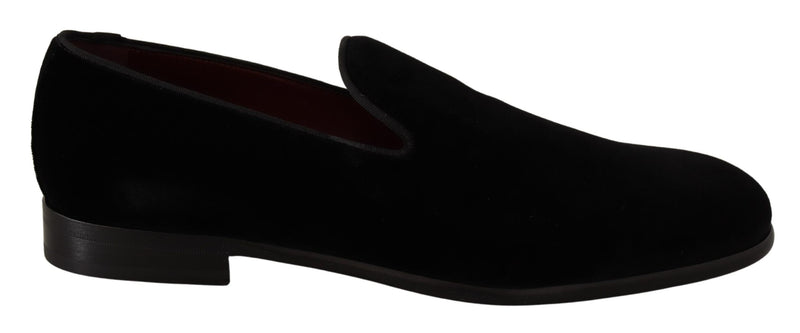 Black Velvet Dress Slip On Loafers Shoes