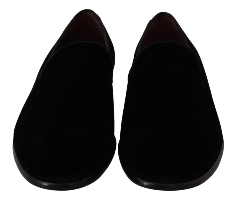 Black Velvet Dress Slip On Loafers Shoes